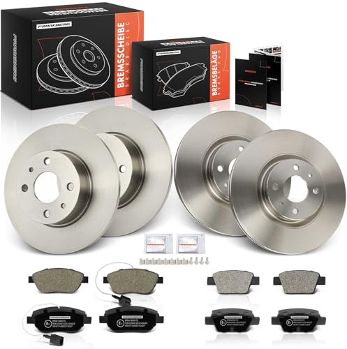 Frankberg Set freni incl. 4x Dischi Freno + 8x Pastiglie dei Freni Anteriore Posteriore Compatibile con Stilo Multi Wagon 192 Stilo 192 BR.A.Vo II 198 Replace# 46455892, 77364599