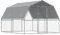 vidaXL Hundekäfig 2 STK., Hundezwinger mit Wasserfestes Dach Tür, Outdoor Hundehaus Maschen-Design, Hundehütte, Silbern Verzinkter Stahl