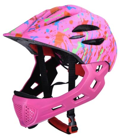 Rockible Casco integrale da bici per bambini, leggero, rosa, per ciclismo, pattinaggio e equitazione all'aperto