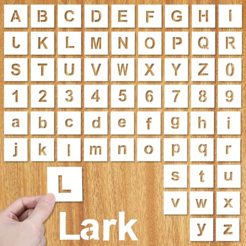 Dimeho Buchstaben Schablone Set 1 Zoll, 62 Stück Alphabet-Zahlenschablonen Wiederverwendbares Buchstaben-Zahlen-Schablonen-Set für Malerei auf Holz, Wand, Stoff, Tafel, Beschilderung