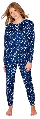 TURTLE Women's Pyjama Set –Navy Star Twosie Ladies Pyjamas Full Sleeve – Polyester Nightwear for Women – Comfortable Ladies Nightwear Set(S = UK 8-10)