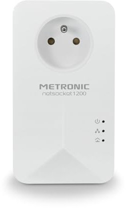 METRONIC 495486 CPL WiFi 1200 Mbps avec Prise Filtré gigogne- Compatible Toutes Box Internet (Fibre, ADSL) - Port Ethernet - Idéal TV, Streaming, Jeux, Télétravail - Blanc