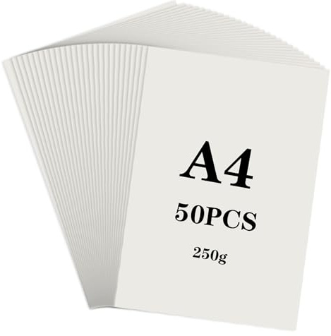 50 fogli di carta colorata avorio, formato A4, 250 g/m², formato A4, carta per scrapbook, carta spessa da stampa, carta tagliata a forbice, carta fai da te per essere creativi e dipingere biglietti