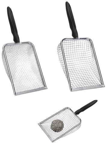 CMANLNYK 2pcs Stainless Steel Garden Sieve - Compost Sieve, Efficient Screening and Leak Design Cat Litter Scoop, Suitable for Reptile Sand (3.8 mm + 5 mm)