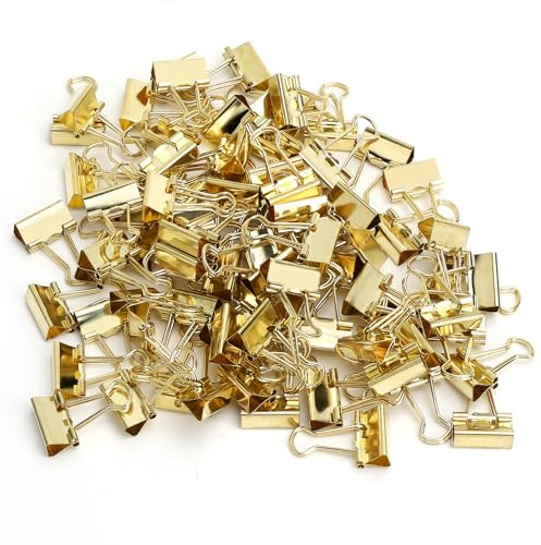 APOMOONS 80 Pezzi Klammern Metallo, Foldback Klammern Gold 19mm per Ufficio, Scuola e Casa, Binder Clips, Clip di Carta, Vielzweckklammern, Documentenklammer, e Altro