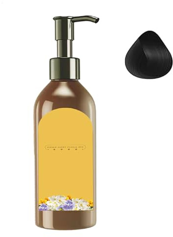Coloration Capillaire VéGéTale Florale, Shampoing Colorant Naturel Longue Tenue, Parfum Naturel Pour Femmes Et Seniors (Noir naturel)