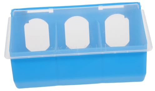 MERRYHAPY Mangeoire pour Perroquet Suspendue Multifonction à 3 Compartiments en Plastique Bleu, Grosse Capacité, Accessoire pour Cage à Oiseaux, Alimentation Pratique pour Pigeons Et Perruches