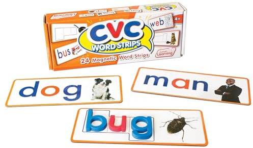 Junior Learning CVC Word Strips Double-Sided Magnetic Tool, Learn to Spell CVC Words, Self-Correcting Classroom Resource, Ages 4-5, Reception - Year 2, Key Stage 1