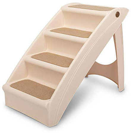 PetSafe Escalier Pliable pour Animaux CozyUp Large, pour Chiens et Chats, Cadre en Plastique Robuste, léger supportant jusqu'à 68 kg Rampes latérales, Surface antidérapante pour Plus de sécurité
