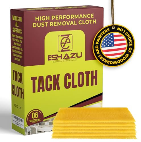 Eshazu Magic Tack Lot de 06 chiffons pour le travail du bois et les peintres Qualité professionnelle Élimine la poussière, les particules de ponçage, nettoie les surfaces – Sans cire ni silicone,