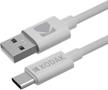 KODAK Câble USB Blanc – USB-A vers Micro-USB – 1 m – Câble de Charge et Synchronisation – Compatible Appareils Photo KODAK, Smartphones Android, Tablettes, GPS, Accessoires Micro-USB