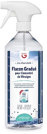 Gerlon les Essentiels - Spray Gradué Vide pour Concentré de Vinaigre– Flacon de 1L pour un dosage Simple et Précis