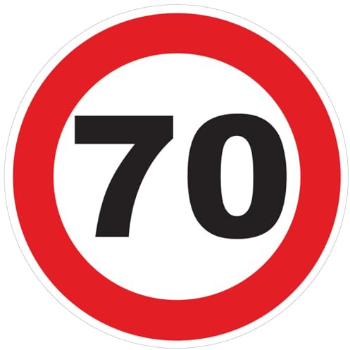 Autocollant Sticker Limitation de Vitesse Autocars Cercle Rouge - Tracteur Poids Lourds Disque limitation Vitesse Camion 70 KM/H adhésif - 15 cm Diamètre