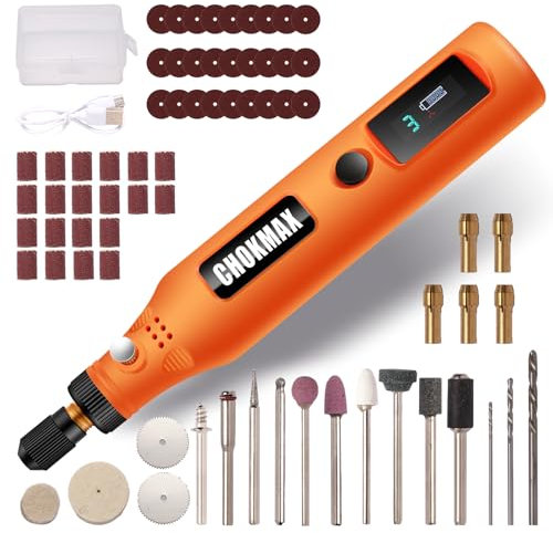 CHOKMAX Mini Cordless Rotary Tool with Work Screen, 3-Speed Grinder Kit with 72 Accessories, USB-C Charging Art Craft Tool for Sanding, Polishing, Grinding and Small DIY Job