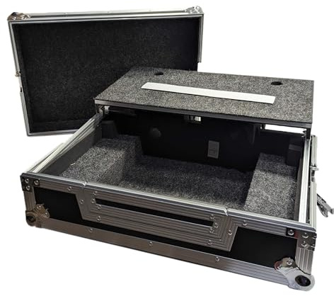 Harmony Cases HCINPULSE500LT DJ Controller Case Compatible with Inpulse 500 with Glide Shelf for Laptop, Convenient Cable Port Includes Adjustable Foam Velcro Inserts - Black