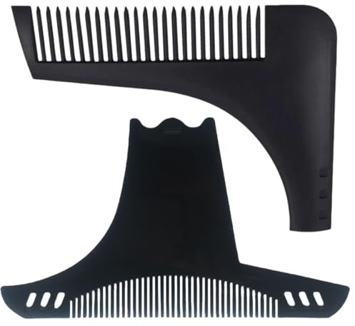 NHQZ 2 Pezzi Piastra per barba uomo Righello Barba Modella Barba Righello Barba Uomo, Stencil Signori pizzetto Collo Sagome per Styling Tool (2 articoli)