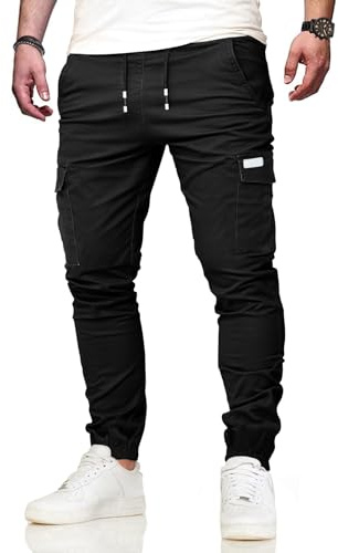 VMSUCIJ Pantalon Cargo Hombre Pantalones de Trabajo Hombre Casuales Elásticos Pantalón Jogger Largos Pants con Bolsillos,Negro 04,M