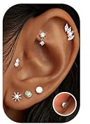 LOLIAS 6 Pairs Titanium Flat Back Earrings Surgical Steel Sterling Silver Stud Earring for Women Hypoallergenic Cartilage Earrings Helix Conch Tragus Piercing Jewellery