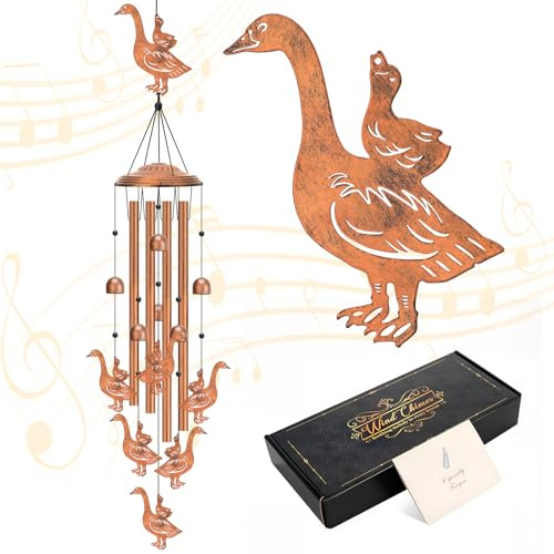saerryor Goose Metal Wind Chimes, Windchimes for Outdoor, Indoor, Birthday Festival Gifts, Garden Decor for Women Men Memorial Gift, Bronze