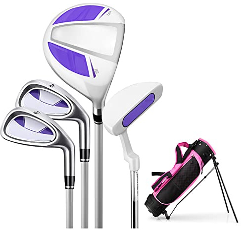 WTLONBF Ensemble Complet de Clubs de Golf Junior, Ensemble de Golf pour Enfants, bâton d'entraînement pour débutants avec Sac, pour garçons et Filles de 3 à 12 Ans