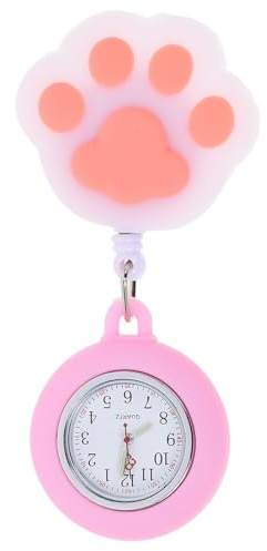 JOINPAYA Montre Infirmière À Épingle Forme Patte De Chat Montre De Poche Quartz Lumineuse Rétractable Pratique pour Usage Médical Et Examens