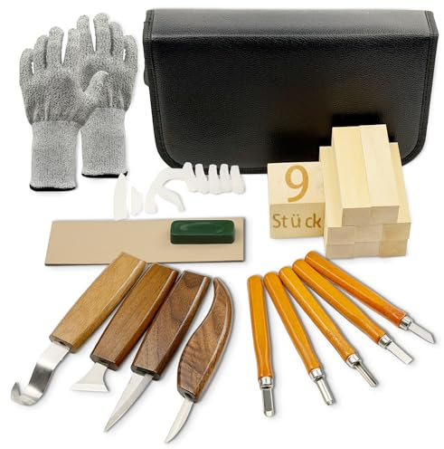 Set di utensili da intaglio da 23 pezzi, per amanti del fai da te, principianti, utensili professionali per intaglio in legno, per adulti e principianti, con ispirazione e stimolazione artistica
