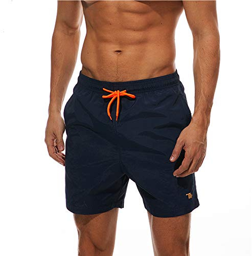 donhobo Men's Swim Trunks Board Shorts Beach Pants Swimming Waterproof Quick Dry Surfing Boardshorts(Navy,XXL)