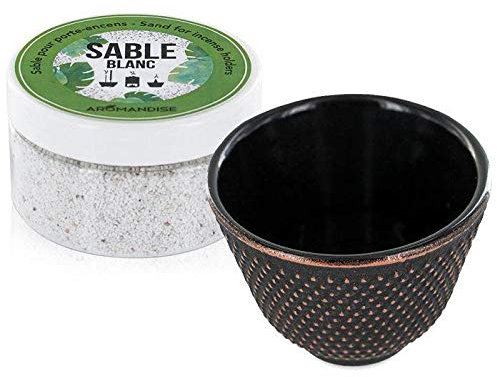 Porte-encens coupelle en Fonte Noire et Sable Blanc