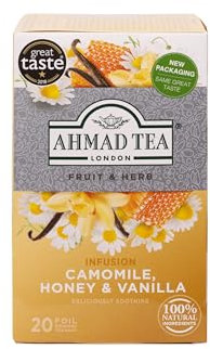 Ahmad Tea Fruit & Herbal Infusions | Camomile, Honey & Vanilla | 20 Teabag Sachets | 1 Pack