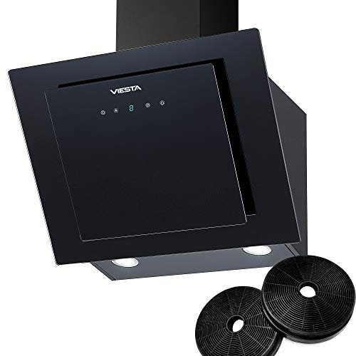 VIESTA® DH600XA Kopffreie Dunstabzugshaube mit Aktivkohlefilter [UMLUFT & ABLUFT MODUS] - Abzugshaube Schwarz 60 cm & 230W - Kopffreihaube Filter & Touch Control - Dunstabzugshaube (Energieklasse A)