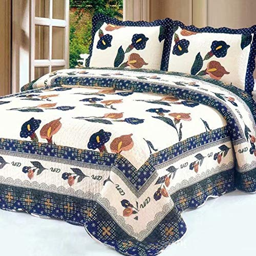 Dessus De Lit 2 Personnes Boutis Couvre Lit Matelassé De Luxe Coton Patchwork Couverture 3pcs Parures De Lit 2 Taies D'oreiller,P-230X250CM