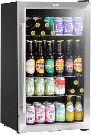Baridi 85L Under Counter Drinks, Beer & Wine Fridge with Light, Stainless Steel - DH31
