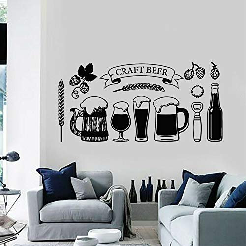 Bicchiere da birra artigianale Bevanda alcolica Bar Adesivo murale Decalcomania in vinile Rimovibile Murale Cucina Bar Decorazione negozio 89 * 43 cm