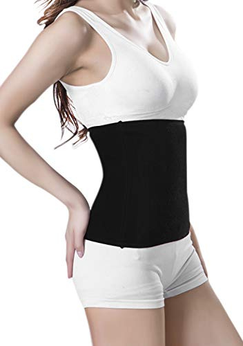 YJZQ Bande à Ceinture Lombaire Chauffante en Laine Hiver Protection de Abdomen Tricoté Tour de Bande élastique Unisexe Anti-froid Chaude Reins Noir Taille Unique