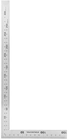 L Square Stainless Steel Ruler, 90 Degree Right Angle Measurement Tool, Double-Sided with Red and Black Marks, 300mm x 150mm, for Carpenter