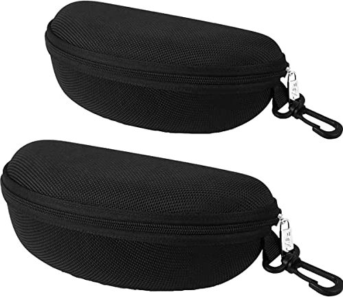 AkoaDa Brillenetui 2 Stücke - Hartschalen Sonnenbrillen Etui für Damen und Herren Mit Reißverschluss und Haken - Tragbare Schutzbox
