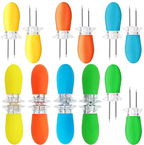 Barbecue Forchettone Spiedini,8 Paia Supporto per Mais in Acciaio Inox Spiedini di Mais Pannocchie Griglia, per Cucina Esterna Barbecue da Campeggio Multifunzionale Forchette Hot Dog
