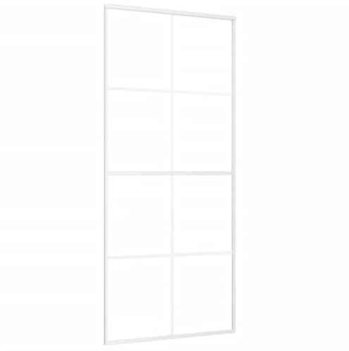 vidaXL Schiebetür Schiebetürsystem Glastür Glasschiebetür Ganzglasschiebetür Tür Innen mit Alurahmen ESG-Glas Aluminium 90x205 cm Weiß