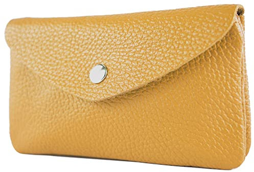 modamoda de P11 Damen Leder Geldbörse Portemonnaie Medium Handmade in Italy, Farbe:Senfgelb