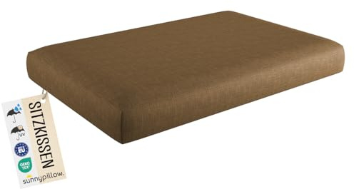 sunnypillow Palettenkissen Outdoor, wasserdicht, UV-lichtecht - Sitzkissen 120x80x15 cm - Palettenauflage für Palettensofa für Haus und Garten - Palettenpolster für Palettenmöbel - Kissen Braun