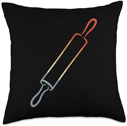 Vintage Rolling Pin Sketch Bakery Worker Throw Pillow