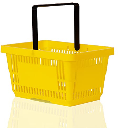 Einkaufskorb gelb 22l Handkorb mit Tragebügel | Kunststoffkorb stapelbar | Tragekorb stabil | Plastikkorb lebensmittelgeeignet | Shopping-Basket