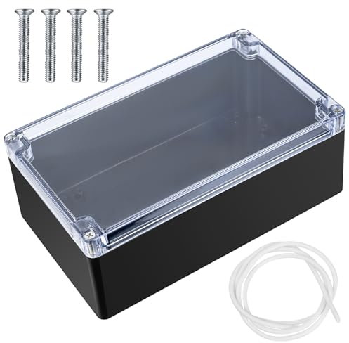 IP65 Waterproof Junction Box, Electronics Project Box, Plastic Clear Cover Project Junction Box Enclosure Case, Electrical Box Outdoor Cable Connector Boxes (black transparent, 200X120X75MM)