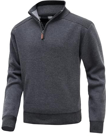 MeiLayM Maglioni Uomo Invernali Collo Alto Casual Cappotti Pullover Giacca in Maglia Maglione Manica Felpa con Zip Caldo Lunga Basic Maglione Slim Leggero Pullover Grigio,L
