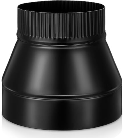 Moxweyeni 8 to 6 Stove Pipe Reducer Black Matte Pipe Reducer Black Duct Adapter for Connecting Stove Flu to Chimney for Proper Ventilation for Chimney Conversion