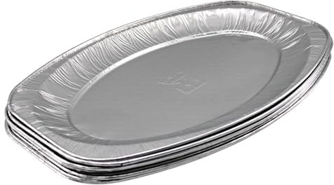 Enpack 20 Stück Alu Servierplatte 43 x 28 cm - ovaler einweg Teller - große Tortenplatte für Catering, Party oder andere Veranstaltungen - Aufschnittplatte