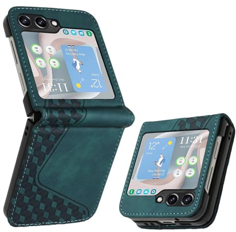 OKZone Coque pour Samsung Galaxy Z Flip 6, Etui Protection Housse Premium en Cuir PU Portefeuille Étui Téléphone [Fermoir Magnétique] [Fentes pour Cartes] Flip Case(Vert)