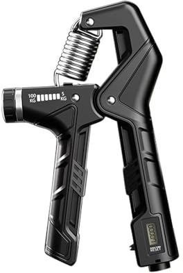 Hand Grip Strengthener, Hand Gripper, Forearm Strengthener, Hand Exerciser Grip Trainer with 11-220LBS (5-100Kg) Adjustable Resistance for Athletes Musicians Hand Wrist Injury Recovery (Black)