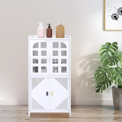 HUOLE Mueble de Baño de Pie Armario de Almacenamiento para Dormitorio Salón, Mueble/Torre Estantería, Cómoda Pasillo-30 x 22 x 75cm (B) Blanco