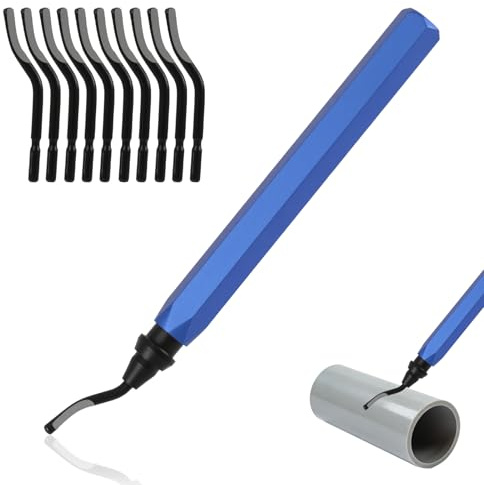 Utensile per Sbavatura, Set Di Utensili per Sbavatura Con Impugnatura in Metallo E 10 Lame Di Ricambio, Sbavatore Manuale Con Lama Hss Rotante a 360°, Utensile Da Taglio Universale per Sbavare Parti